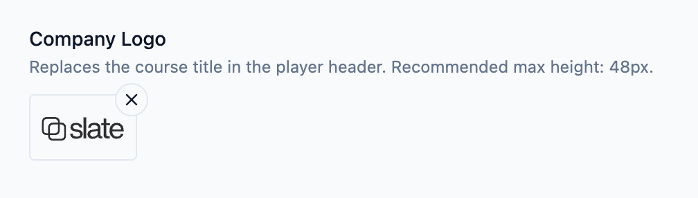 Layout section showing logo upload option in Slate theme settings
