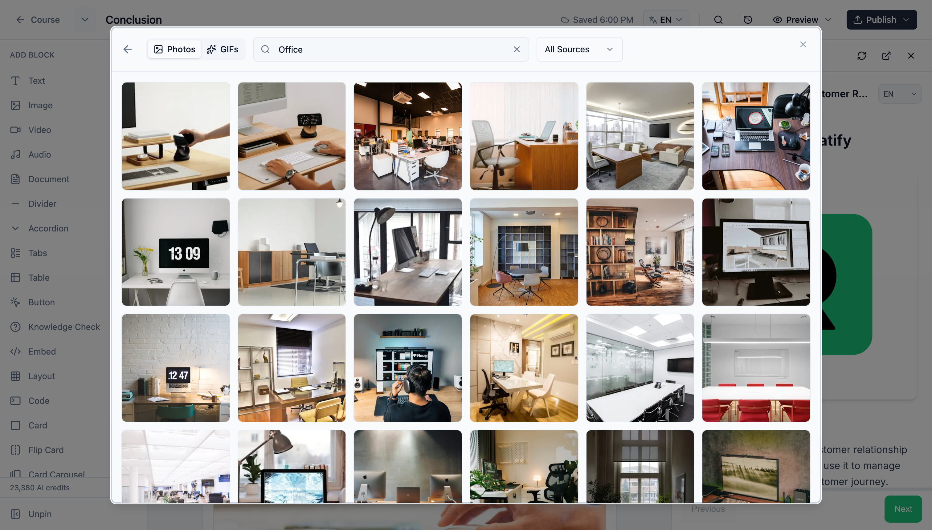 Stock media browser with Pexels, Unsplash, and Tenor