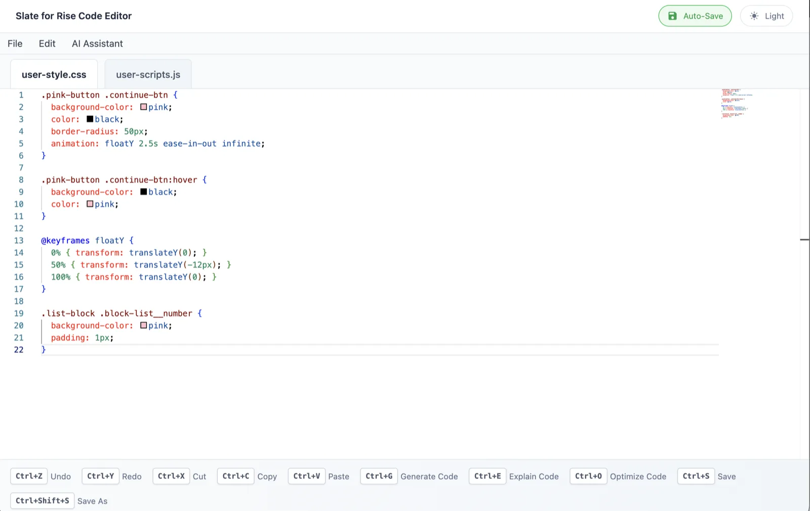 Slate for Rise Code Editor with syntax highlighting and AI assistance
