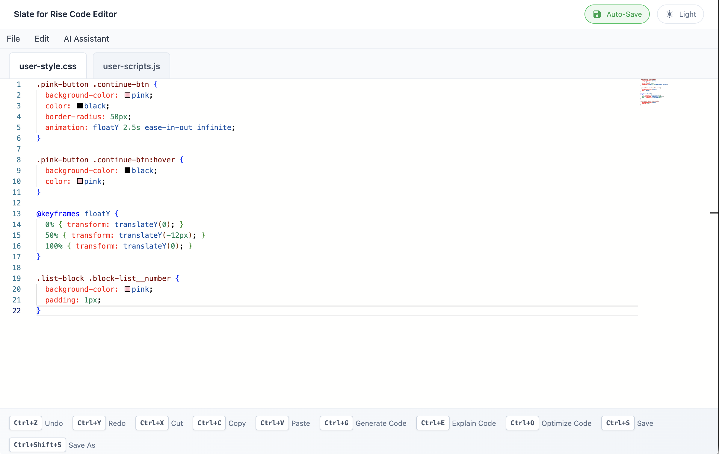 Slate for Rise Code Editor with syntax highlighting and AI assistance