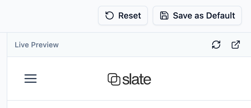 Theme page header showing Save as Default button